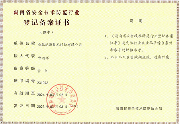 湖南省安全技术防范壹级